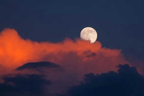 Moon over Monsoon clouds Stock Photos