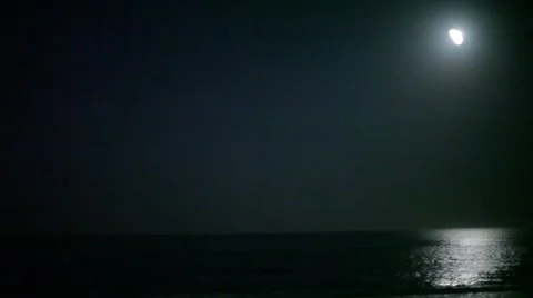 Moon Over Moonlit Ocean Stock Footage 46414977