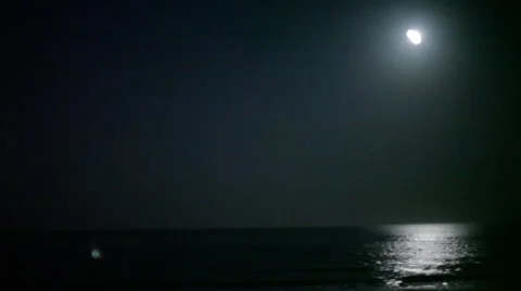 Moon over Moonlit Ocean Stock Footage 46414989