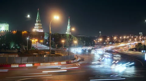 Moon over Moscow Kremlin. Stock Footage 66539764