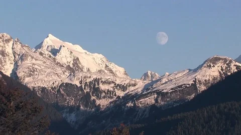 Moon over mountains Stock Footage 93782168