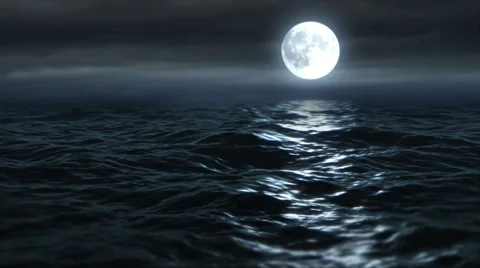 Moon Over Ocean 1Aa Stock Footage 47716635