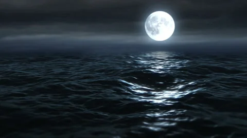 Moon Over The Ocean 1B Stock Footage 47717038