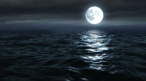 Moon Over The Ocean 25fps HD | Stock Video | Pond5