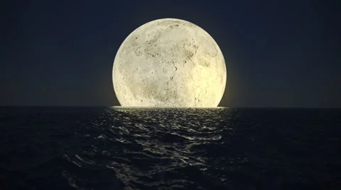 Moon Over The Ocean Night Sky Beauty F Stock Video Pond5