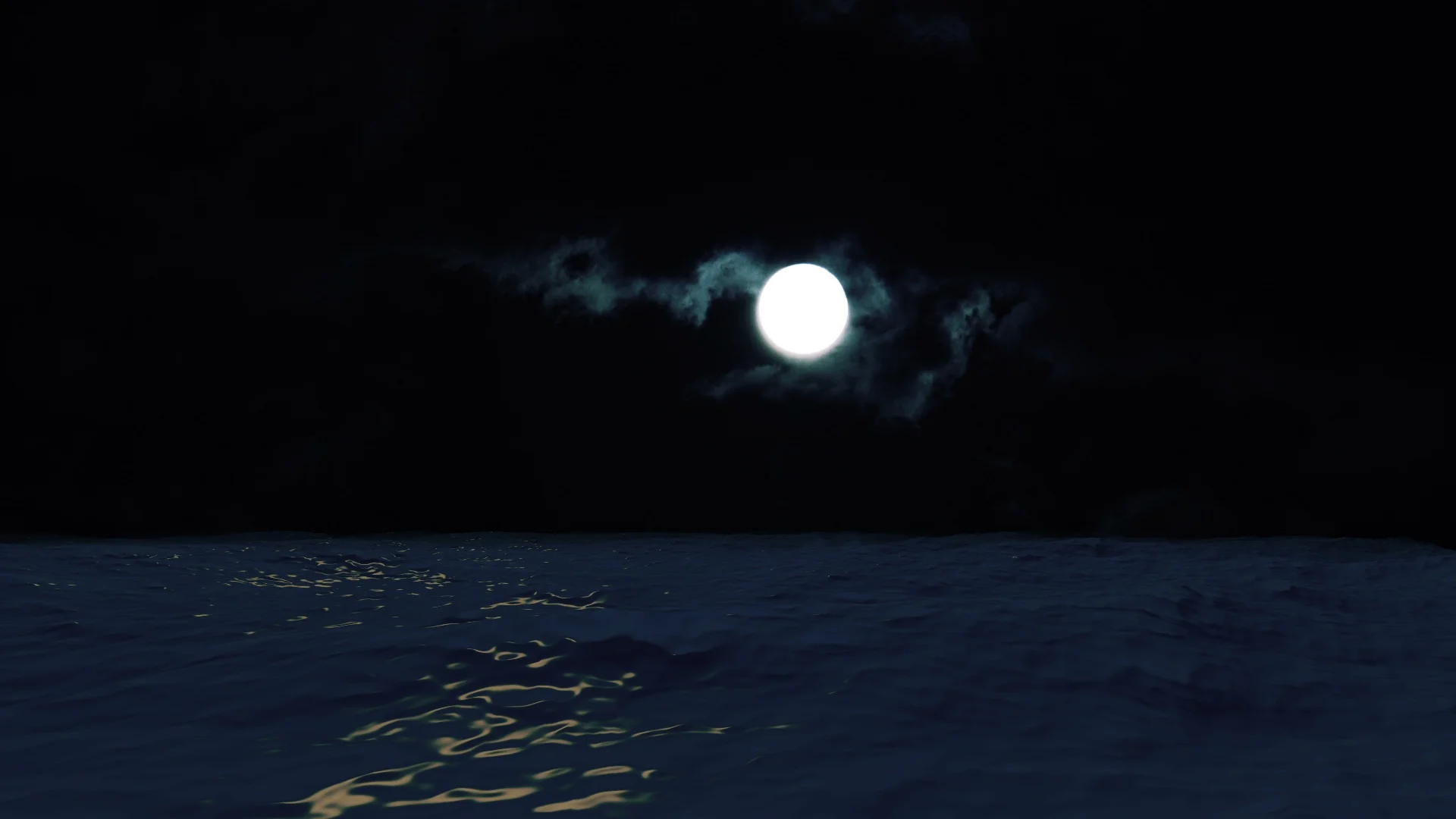 Moon Over The Ocean Reflecting In The Wa Stock Video Pond5