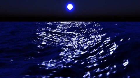 Moon over ocean surface Stock Footage 43805498