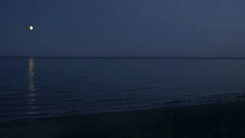 Moon over sea 3 Stock Footage 82910379