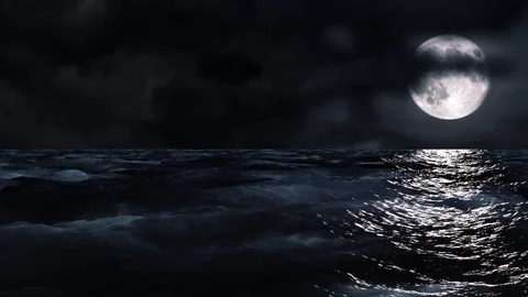 Moon over the sea Stock Footage 98678374
