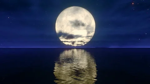 Moon over Sea 库存影片 144433602