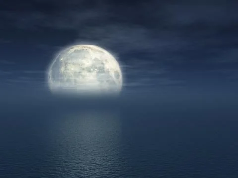 Moon over the sea イラスト素材