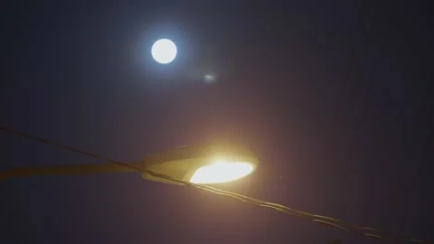 Moon Over The Street Light Video stock 232466909