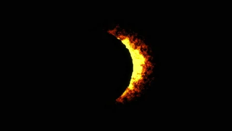The moon over the sun creating a partial solar eclipse in space background Stock Footage 225695422