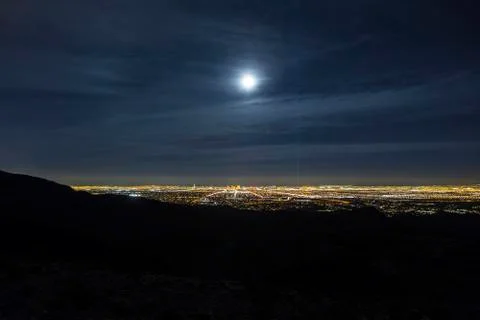 Moon Over Vegas Stock Photos