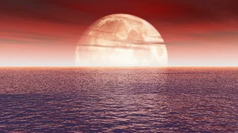 Moon over water - clouds Stock-Footage 11046850