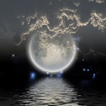 Moon over water Stock Illustration