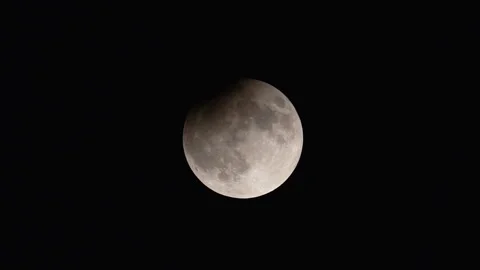 Moon Partial Lunar Eclipse Close Up - September 17, 2024 Stock Footage 300610614