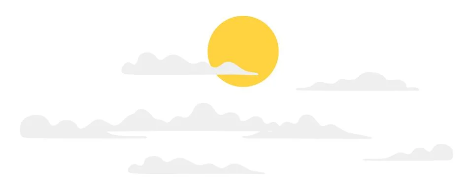 Moon partially covered by clouds floating in the sky illustration Stock Illustration
