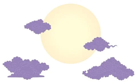 Moon partially covered by clouds isolated Stock Illustration