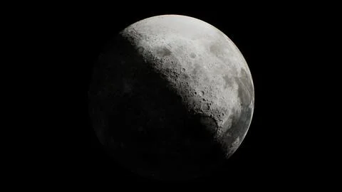 The moon partially illuminated by the sun's rays as viewed from orbit Illustrazione stock