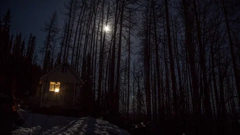 Moon Passes Cabin in the Woods Video stock 88168916