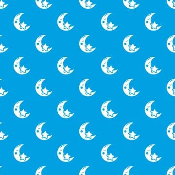 Moon pattern vector seamless blue Stockillustratie
