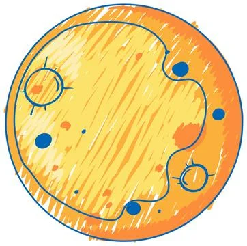 Moon pencil colour child scribble style Stock Illustration