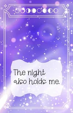 Moon phase affirmation card with the message the night also holds me イラスト素材