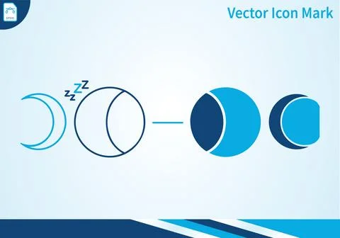 Moon phase icon set showing sleep and lunar cycle concepts. Illustrazione stock