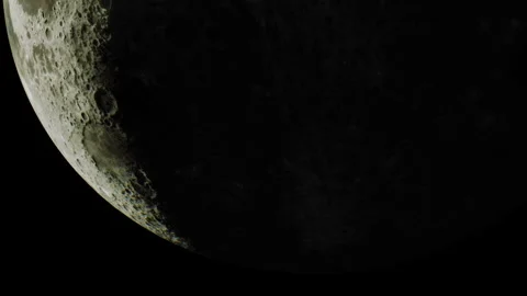 Moon phase observed from Earth at night with visible surface features Stock Footage 343510712