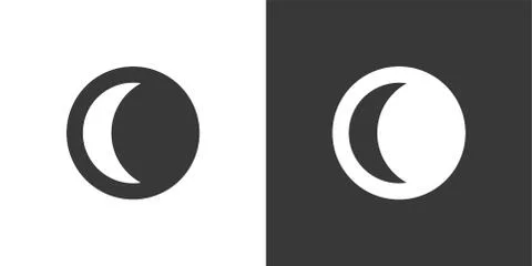Moon phase. Waning crescent. Isolated icon on black and white background. Wea Stock Illustration