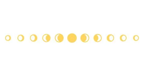 Moon phases cycle, golden celestial ornament, moonlight activity stages Stock Illustration