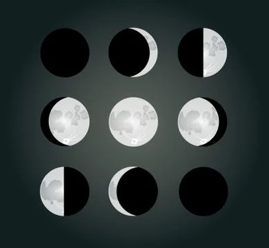 Moon phases on a dark background. EPS10 vector illustration Stock Illustration