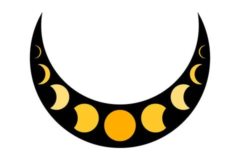 Moon phases flat icon. Magic moon illustration. Graphic elements for astrology.  Illustrazione stock