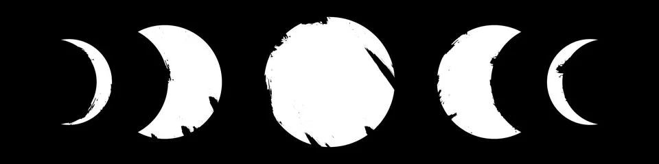 Moon phases flat icon vector illustration isolated on black background. Ilustração Stock