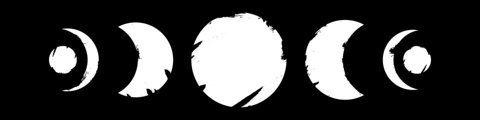 Moon phases flat icon vector illustration isolated on black background. Stock Illustration