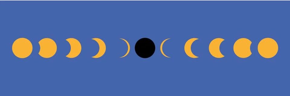 Moon phases icon. Lunar eclipse vector The shadow of the world darkens the moon. Ilustração Stock