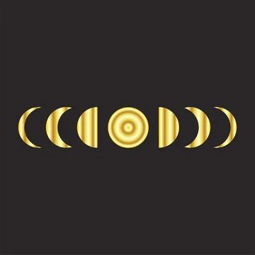 Moon phases icon night space astronomy and nature moon phases sphere shadow.  Stock Illustration