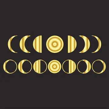 Moon phases icon night space astronomy and nature moon phases sphere shadow.  Stock Illustration