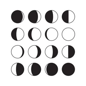 Moon Phases Icons Stock Illustration
