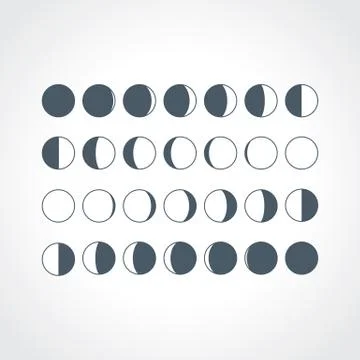 Moon Phases Icons Stock Illustration