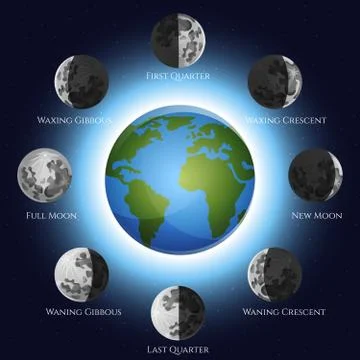 Moon Phases Illustration Illustrazione stock
