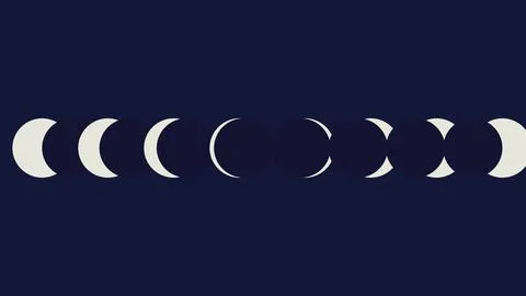 Moon phases sequence graphic illustration on dark background Stock Illustration
