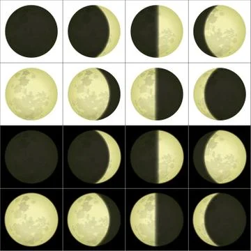 Moon phases, set Stock Illustration