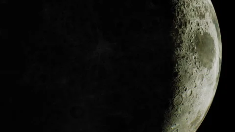 Moon phases show detailed surface features in dark sky Stock Footage 343936733