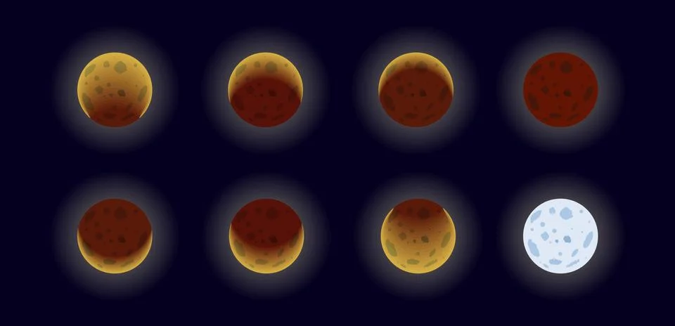 Moon phases vector illustration. Stock Illustration