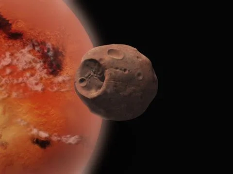 The moon Phobos and the planet Mars イラスト素材