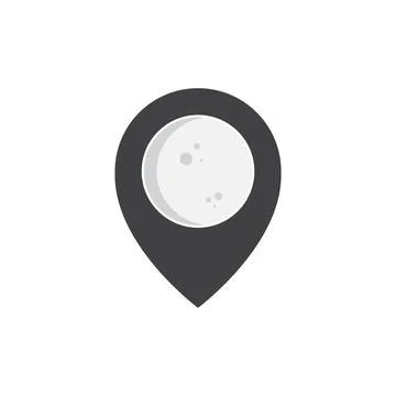 Moon with pin map location logo design vector graphic symbol icon illustrat.. Ilustração Stock