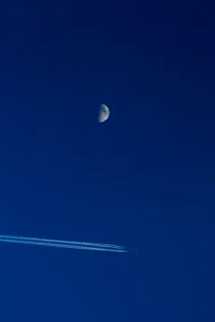 Moon with plane 库存照片