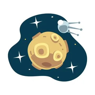 Moon Planet with Crater as Outer Space Vector Illustration Ilustração Stock